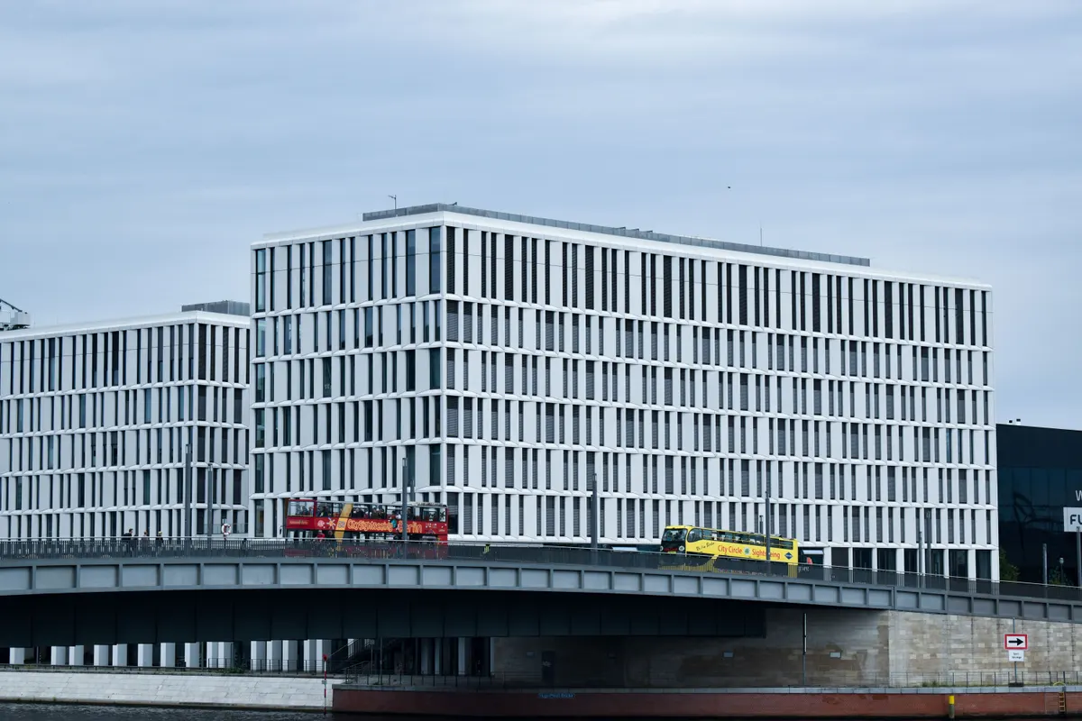 A contemporary glass-fronted office building in Berlin