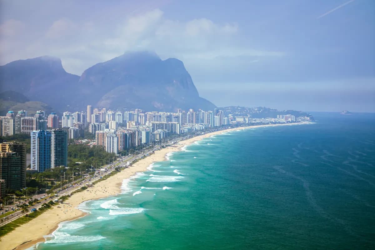 The Brazilian coastline meeting a city