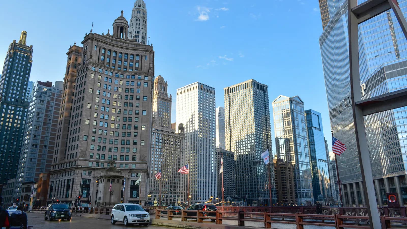 Downtown Chicago’s business district seen from the river